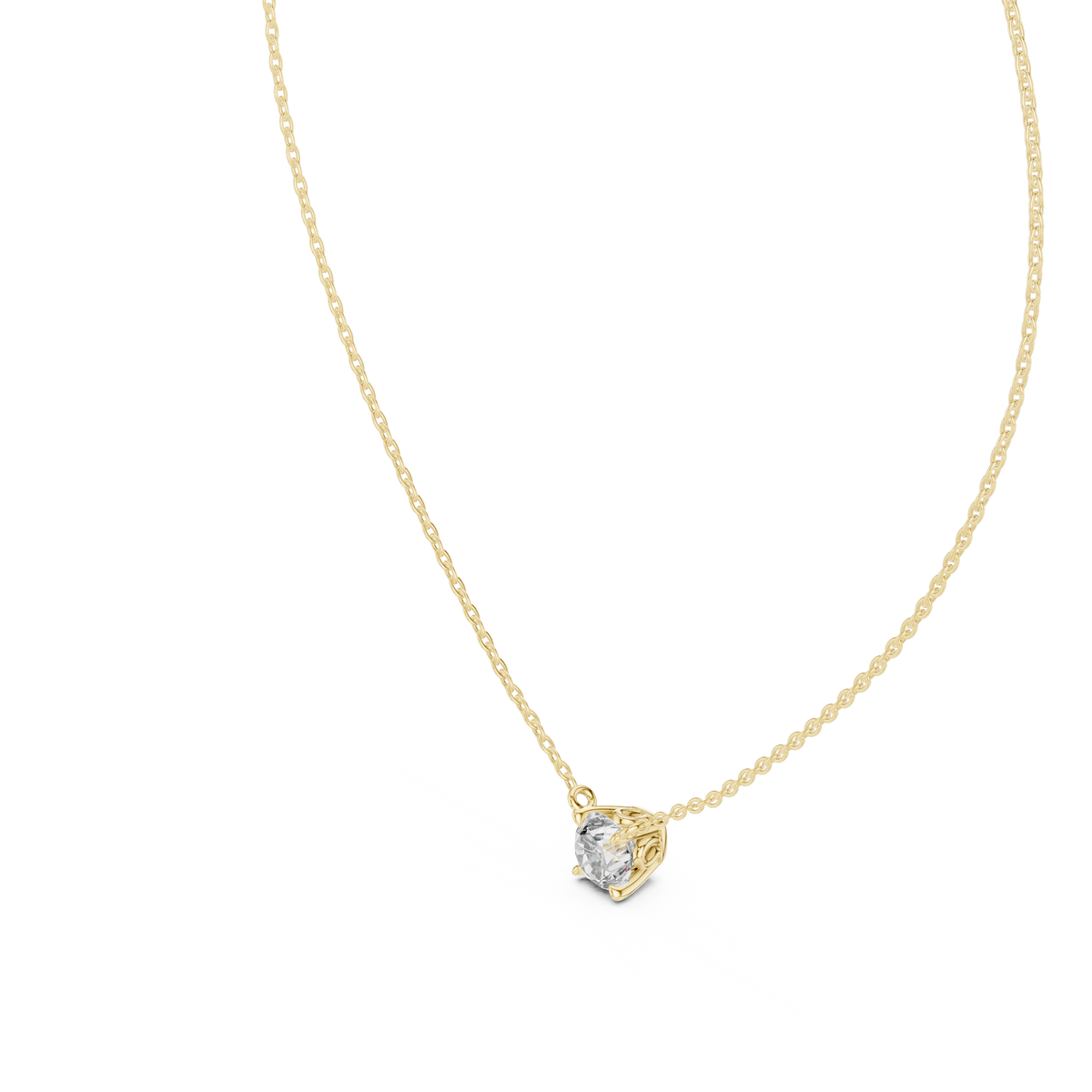 Floating Claw Prong Round Moissanite Pendant in yellow 925 sterling silver, view 2