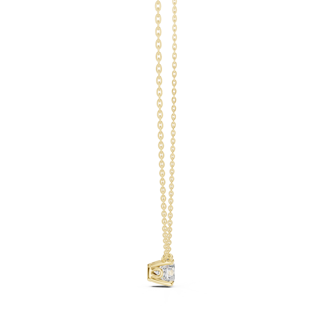 Floating Claw Prong Round Moissanite Pendant in yellow 925 sterling silver, view 3