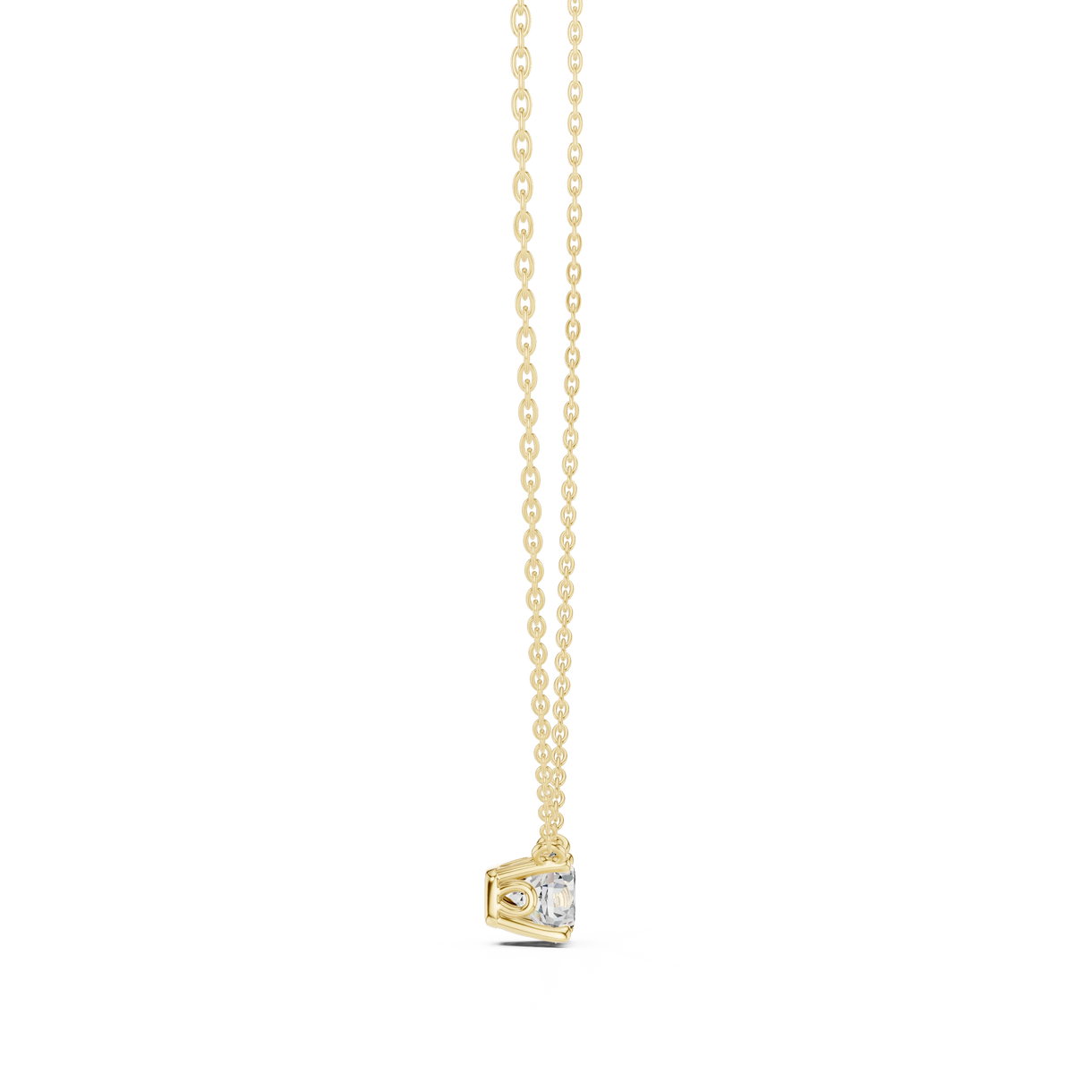 Floating Claw Prong Round Moissanite Pendant in yellow 925 sterling silver, view 3