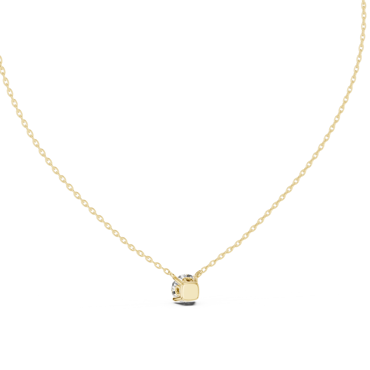 Floating Claw Prong Round Moissanite Pendant in yellow 925 sterling silver, view 4
