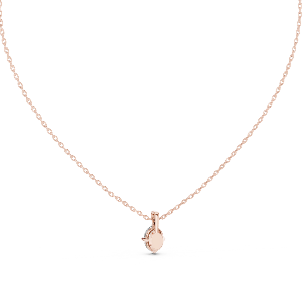Oval Moissanite Four Prong Solitaire Pendant in rose 925 sterling silver, view 4