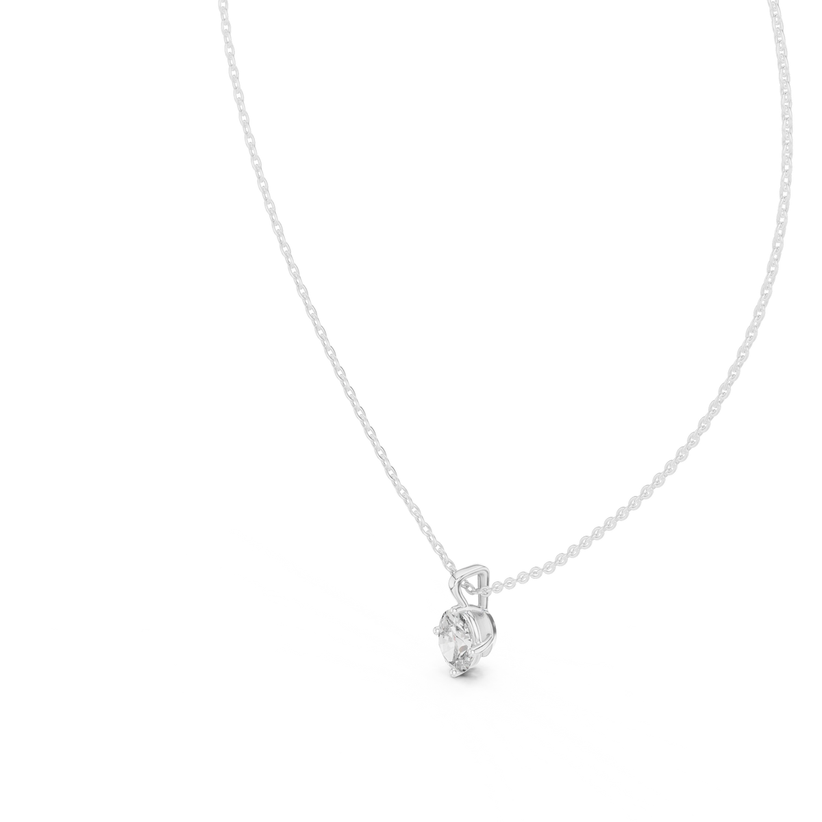 Oval Moissanite Four Prong Solitaire Pendant in white 925 sterling silver, view 2