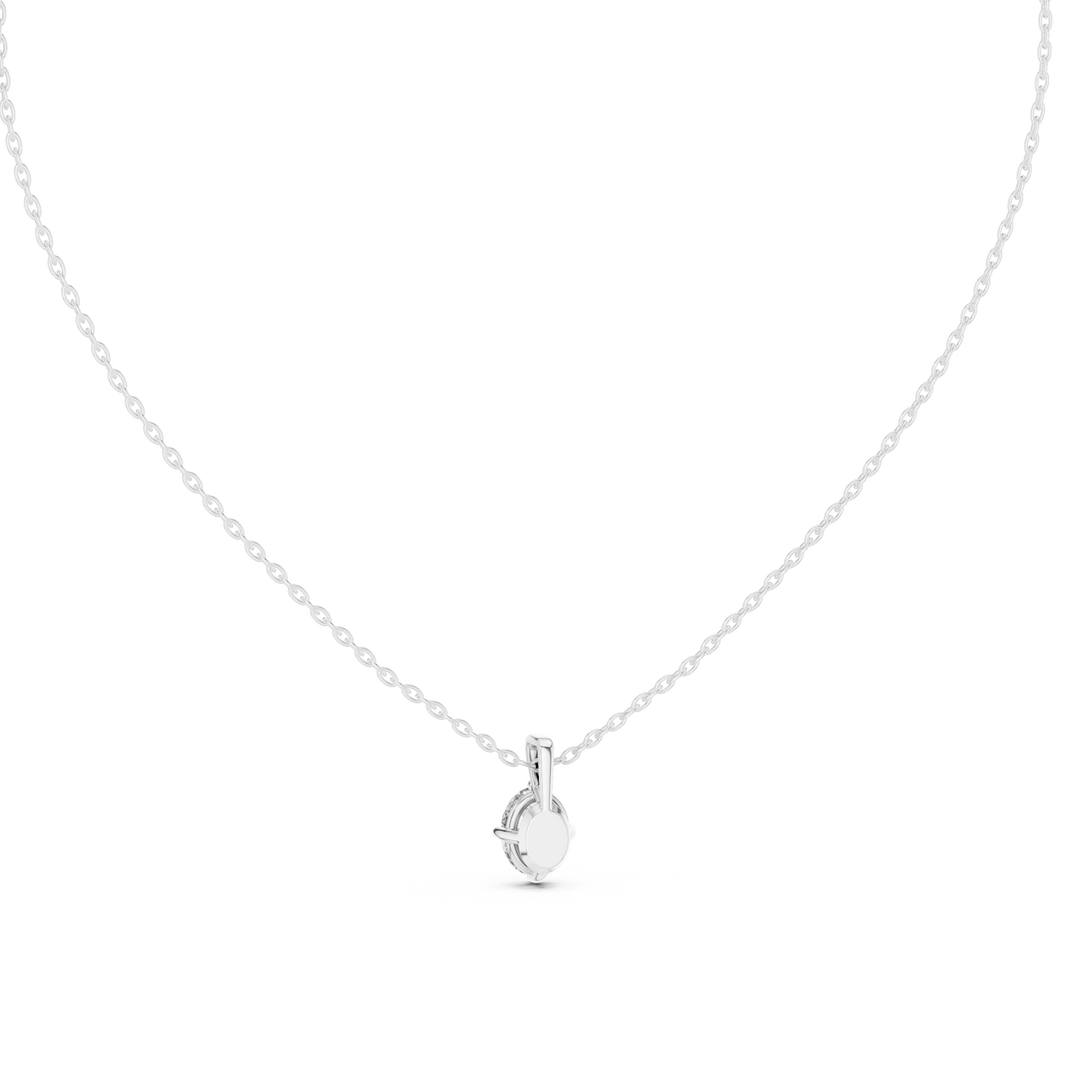Oval Moissanite Four Prong Solitaire Pendant in white 925 sterling silver, view 4