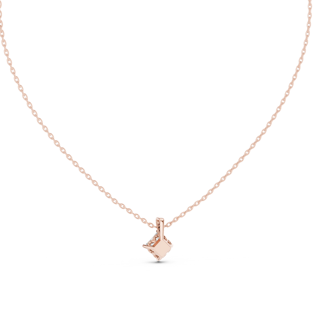 Princess Cut Moissanite Kite Set Solitaire Pendant in rose 925 sterling silver, view 4