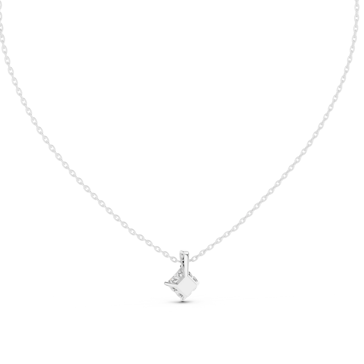Princess Cut Moissanite Kite Set Solitaire Pendant in white 925 sterling silver, view 4