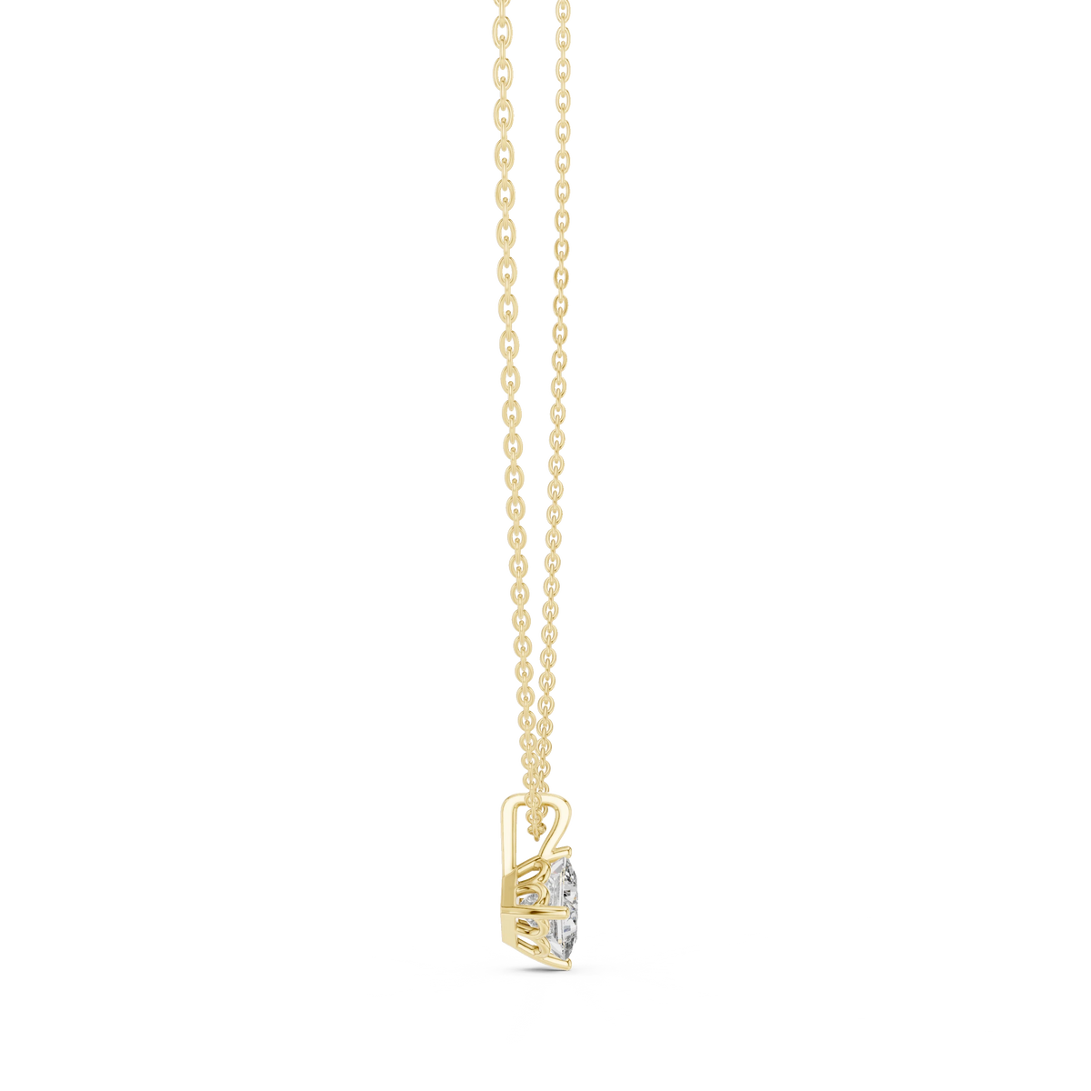 Princess Cut Moissanite Kite Set Solitaire Pendant in yellow 925 sterling silver, view 3