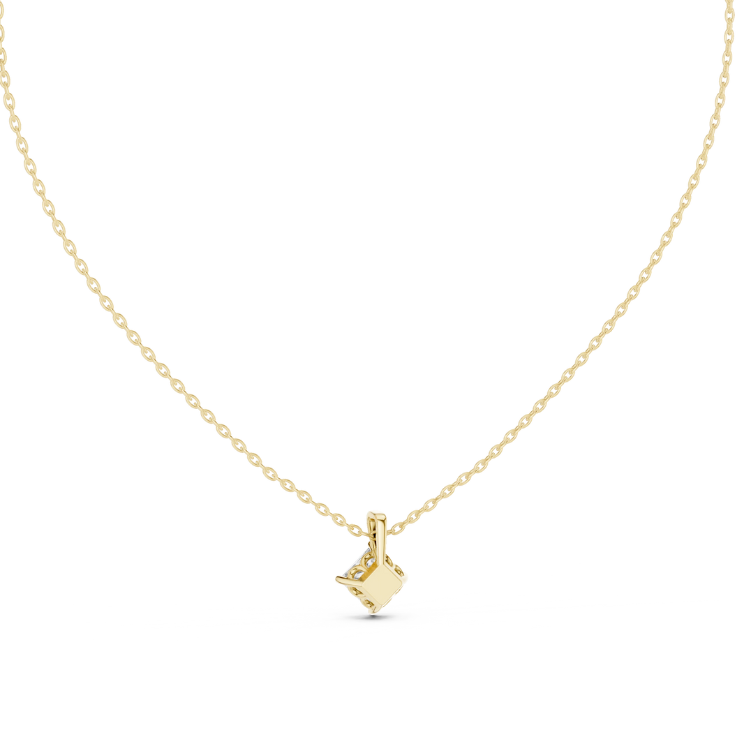 Princess Cut Moissanite Kite Set Solitaire Pendant in yellow 925 sterling silver, view 4