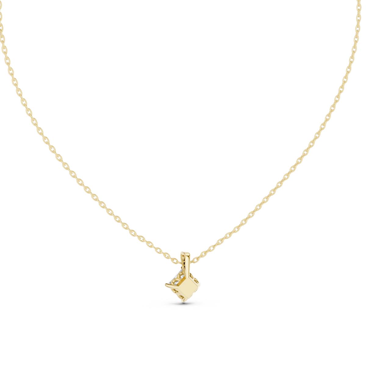 Princess Cut Moissanite Kite Set Solitaire Pendant in yellow 925 sterling silver, view 4