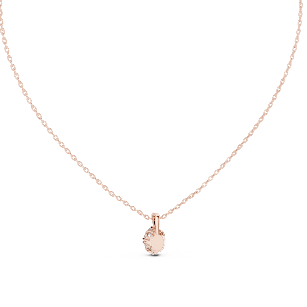 Oval Moissanite Double Claw Solitaire Pendant in rose 925 sterling silver, view 4