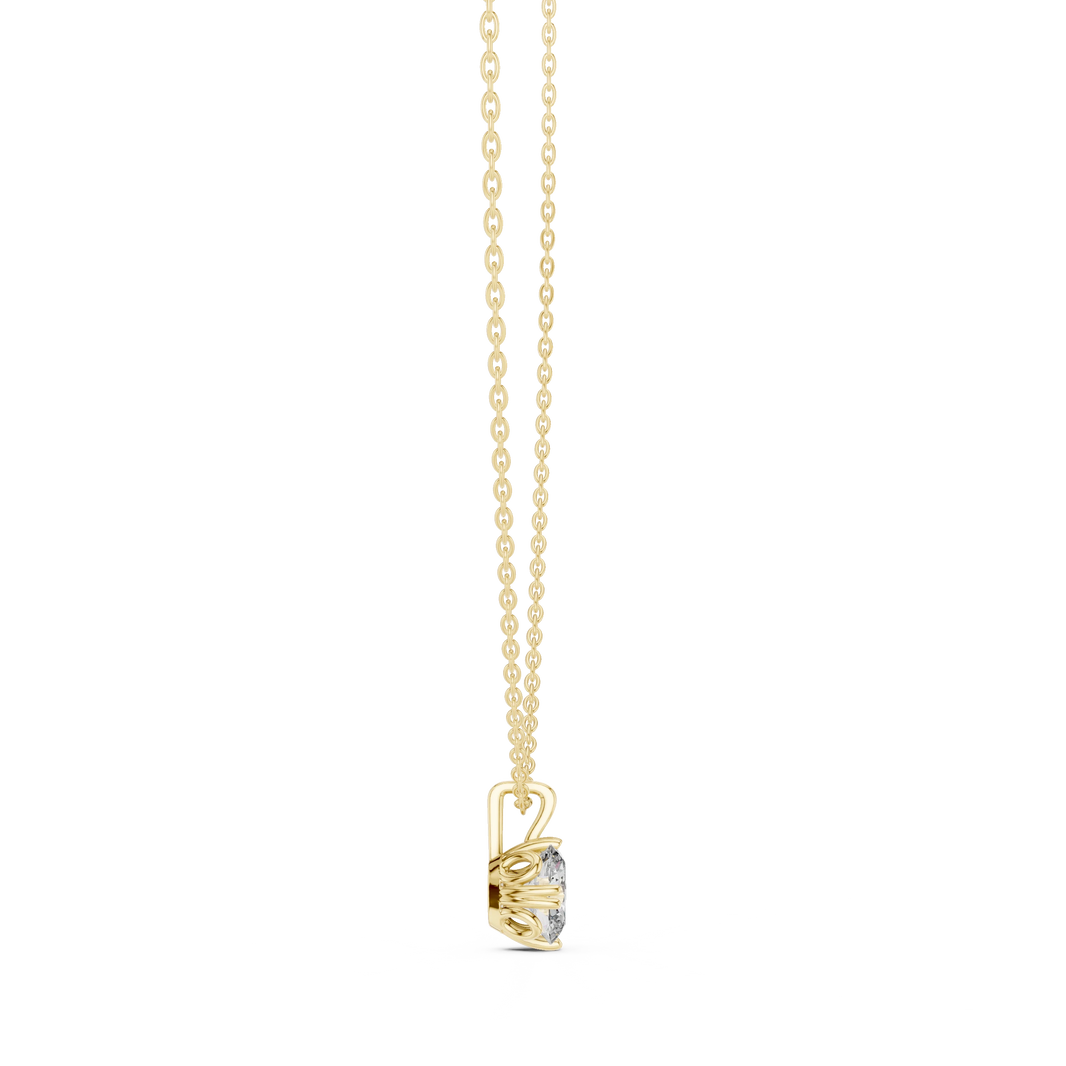 Oval Moissanite Double Claw Solitaire Pendant in yellow 925 sterling silver, view 3