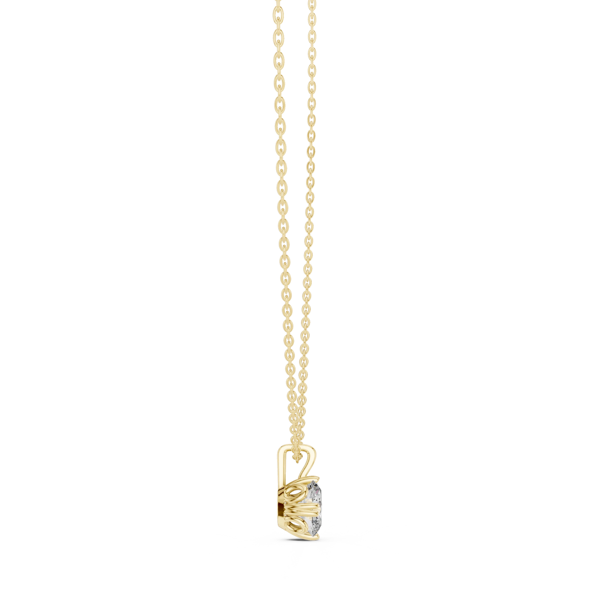 Oval Moissanite Double Claw Solitaire Pendant in yellow 925 sterling silver, view 3