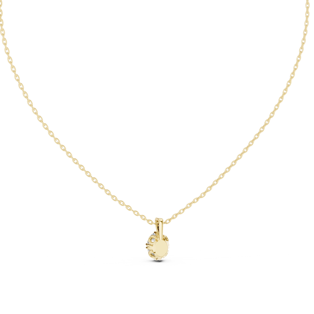 Oval Moissanite Double Claw Solitaire Pendant in yellow 925 sterling silver, view 4