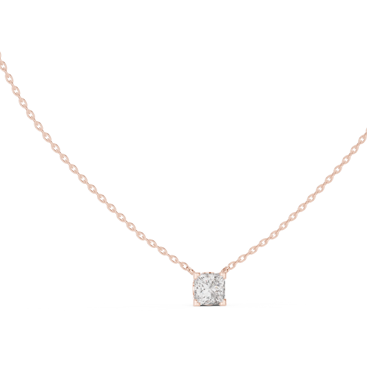 Princess Cut Moissanite Side Loop Solitaire Pendant in rose 925 sterling silver, view 1
