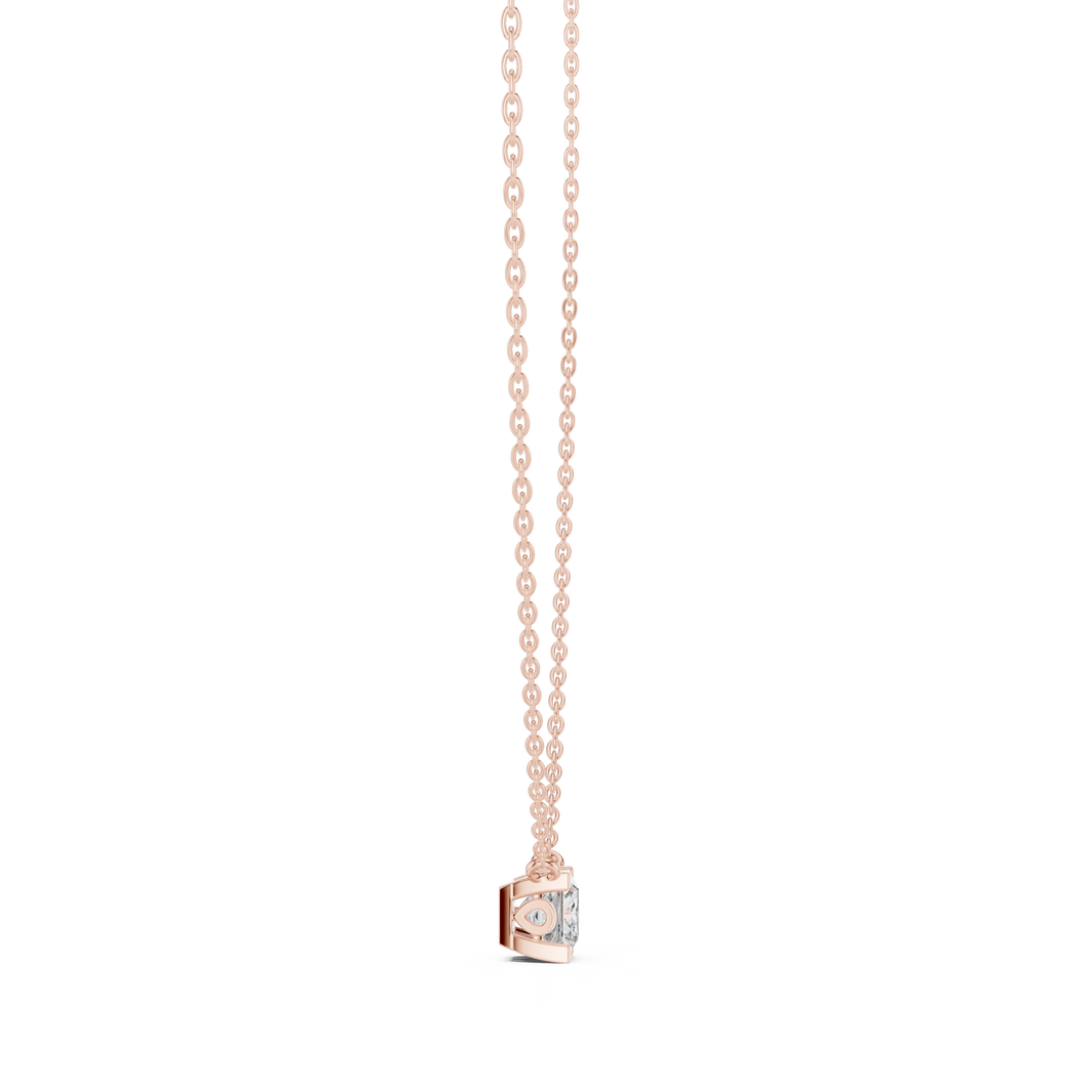 Princess Cut Moissanite Side Loop Solitaire Pendant in rose 925 sterling silver, view 3