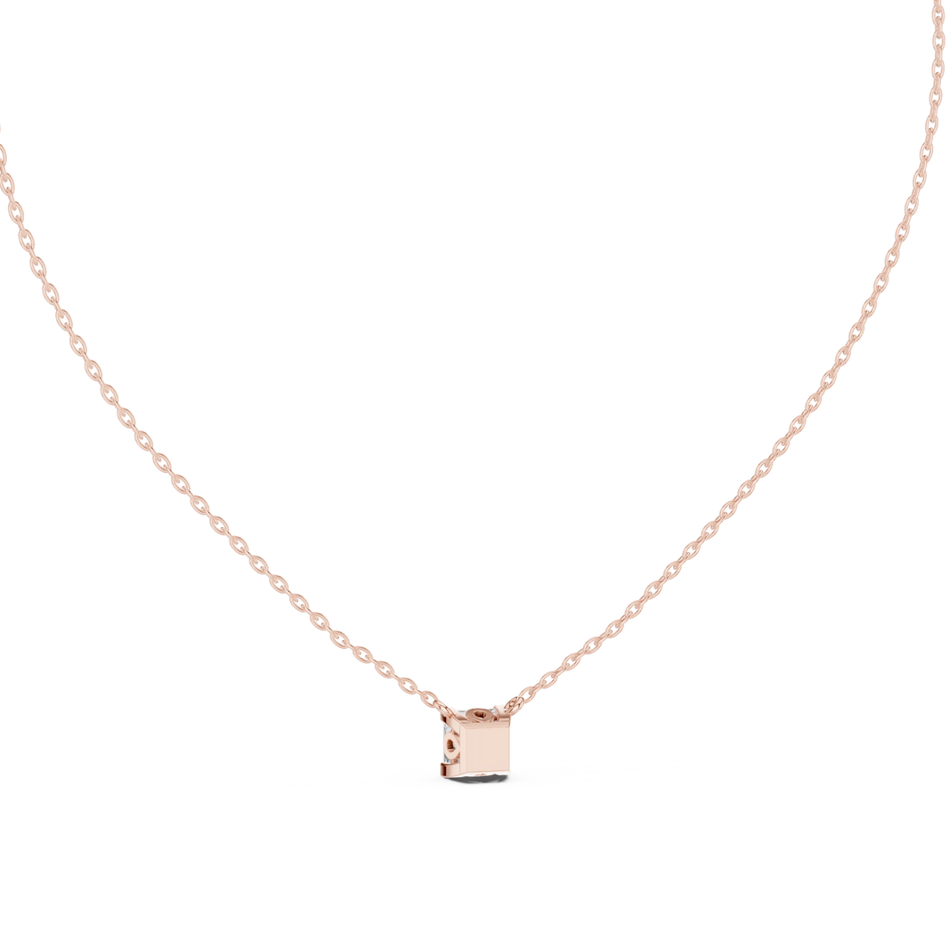 Princess Cut Moissanite Side Loop Solitaire Pendant in rose 925 sterling silver, view 4