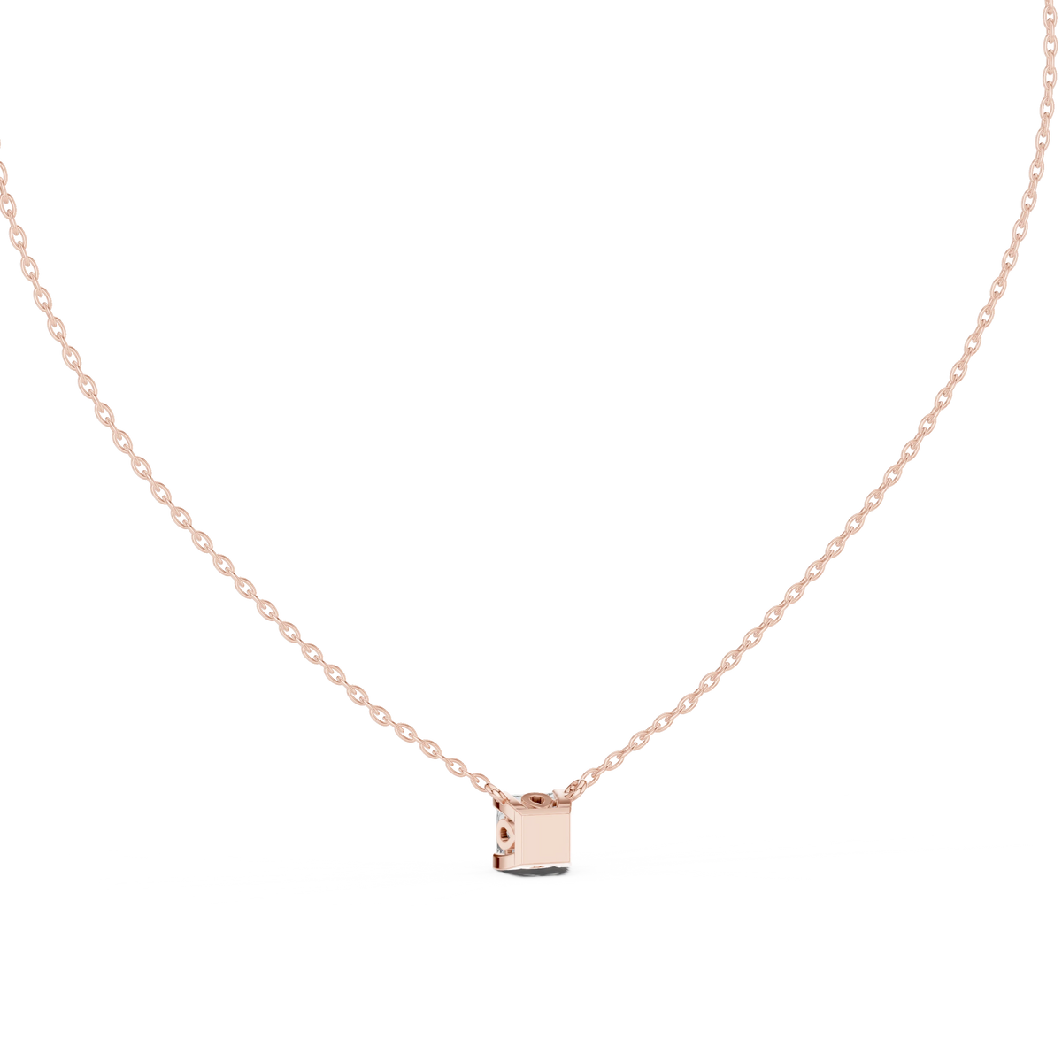 Princess Cut Moissanite Side Loop Solitaire Pendant in rose 925 sterling silver, view 4