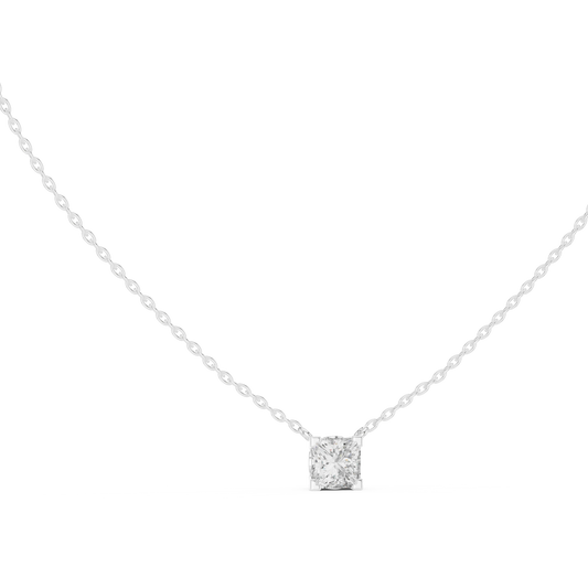 Princess Cut Moissanite Side Loop Solitaire Pendant in white 925 sterling silver, view 1