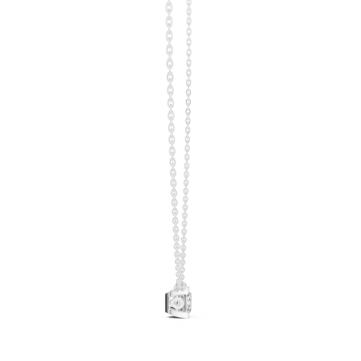 Princess Cut Moissanite Side Loop Solitaire Pendant in white 925 sterling silver, view 3