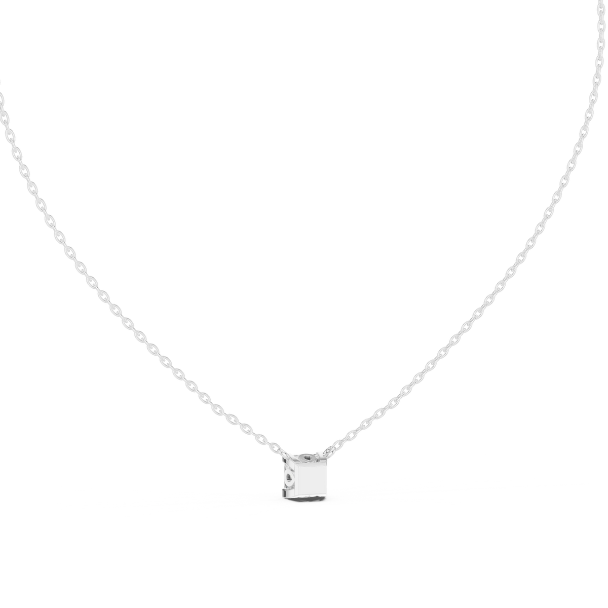 Princess Cut Moissanite Side Loop Solitaire Pendant in white 925 sterling silver, view 4