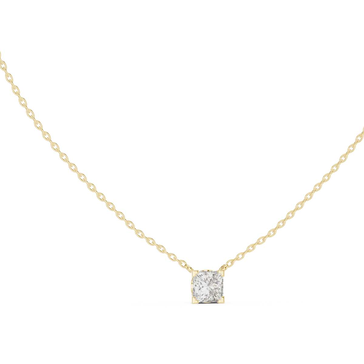 Princess Cut Moissanite Side Loop Solitaire Pendant in yellow 925 sterling silver, view 1