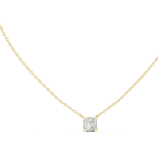 Princess Cut Moissanite Side Loop Solitaire Pendant in yellow 925 sterling silver, view 1