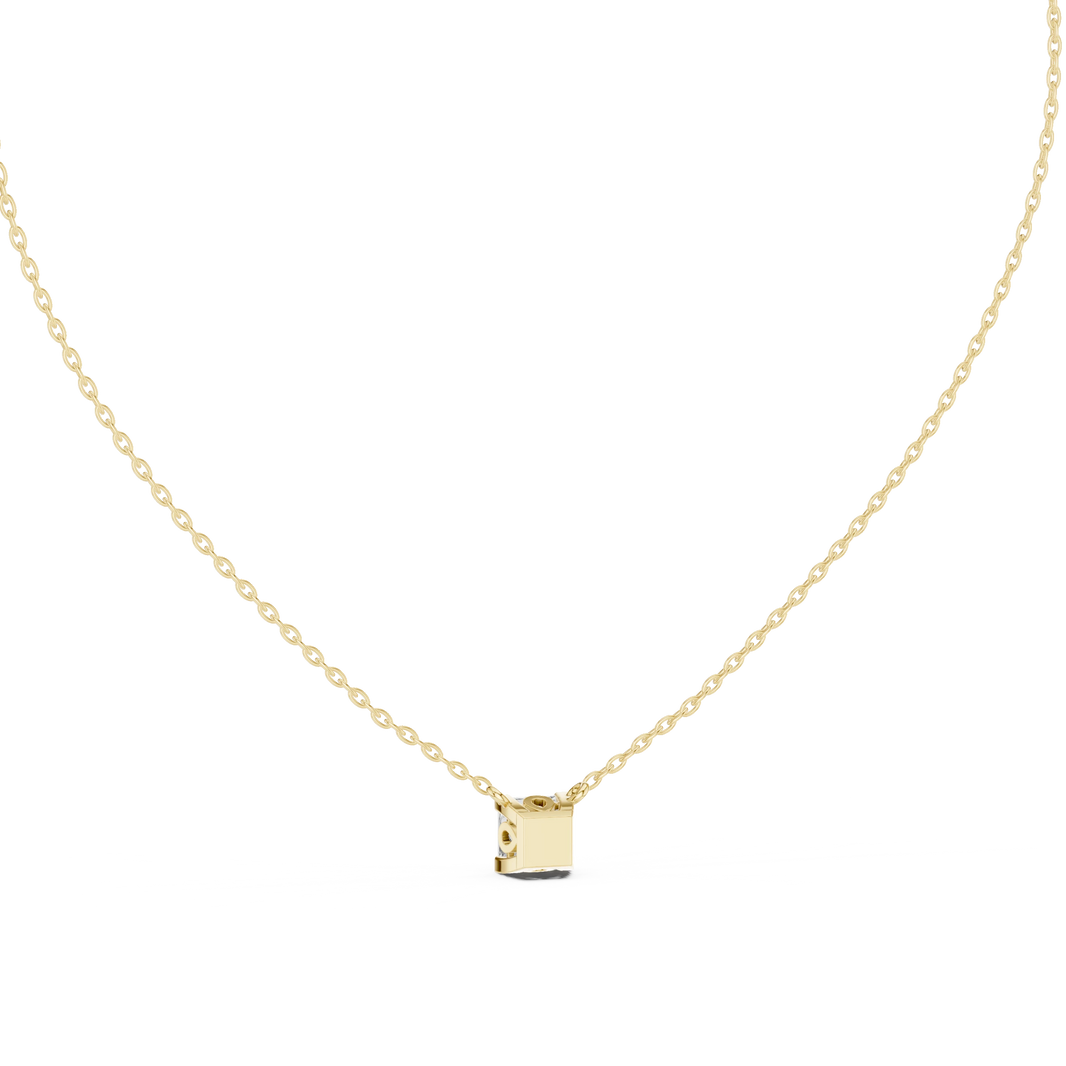 Princess Cut Moissanite Side Loop Solitaire Pendant in yellow 925 sterling silver, view 4