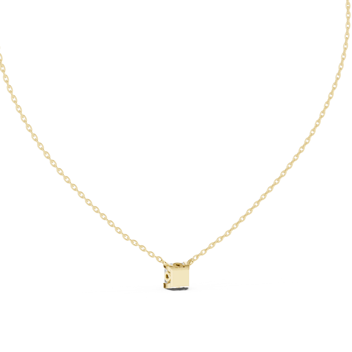 Princess Cut Moissanite Side Loop Solitaire Pendant in yellow 925 sterling silver, view 4