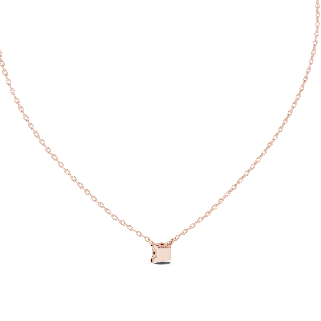 Princess Cut Moissanite Back Loop Solitaire Pendant in rose 925 sterling silver, view 4