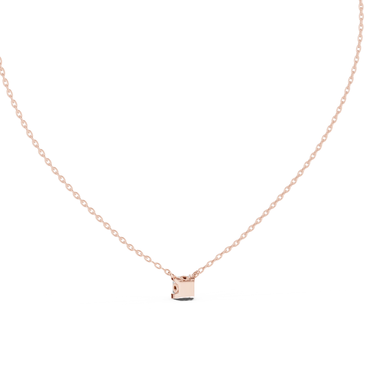 Princess Cut Moissanite Back Loop Solitaire Pendant in rose 925 sterling silver, view 4