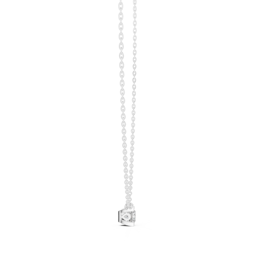 Princess Cut Moissanite Back Loop Solitaire Pendant in white 925 sterling silver, view 3