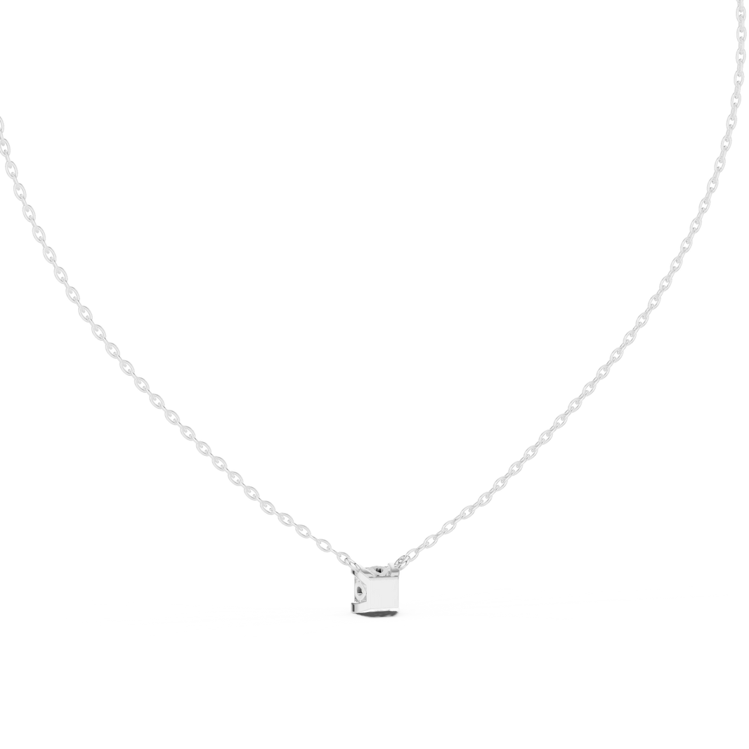 Princess Cut Moissanite Back Loop Solitaire Pendant in white 925 sterling silver, view 4
