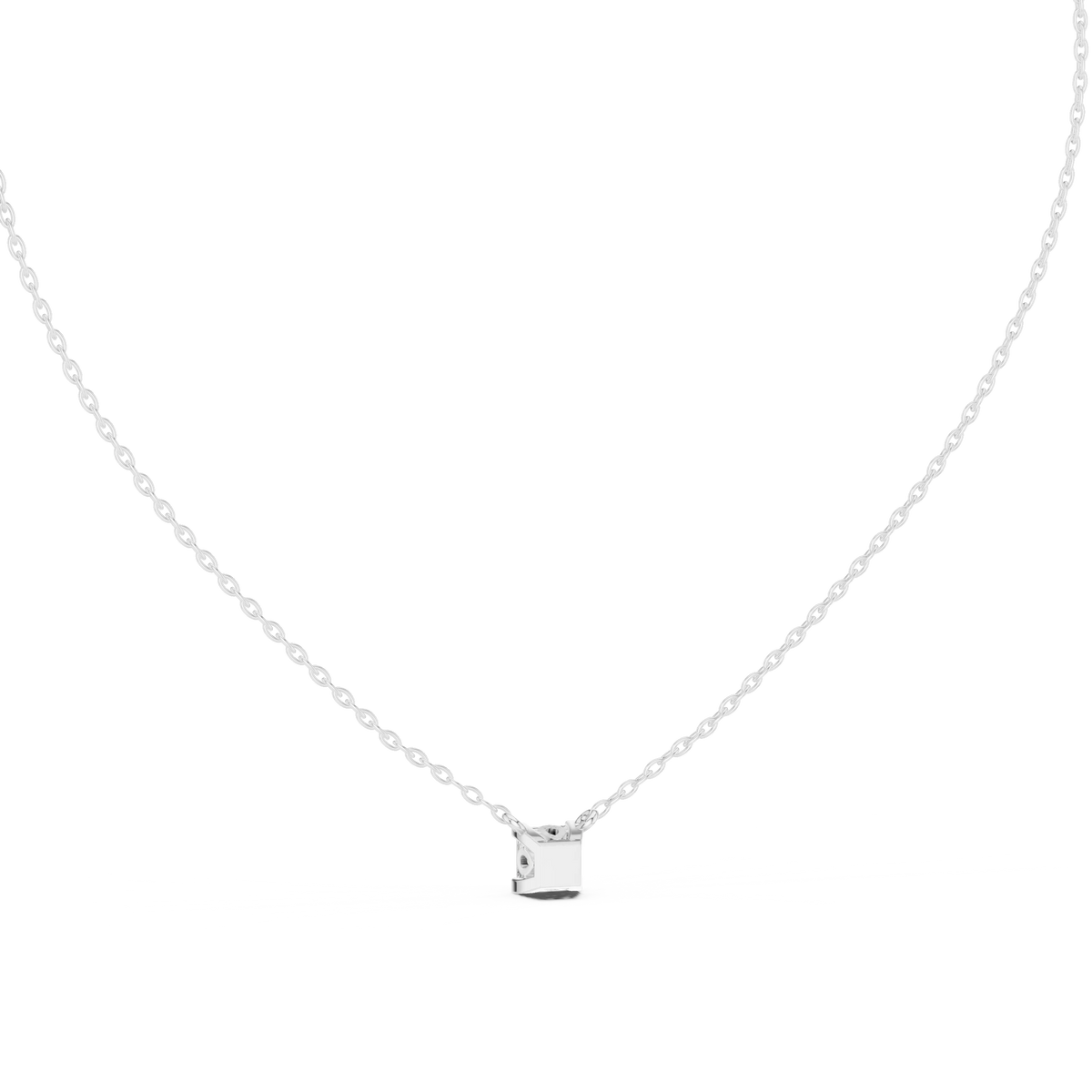 Princess Cut Moissanite Back Loop Solitaire Pendant in white 925 sterling silver, view 4