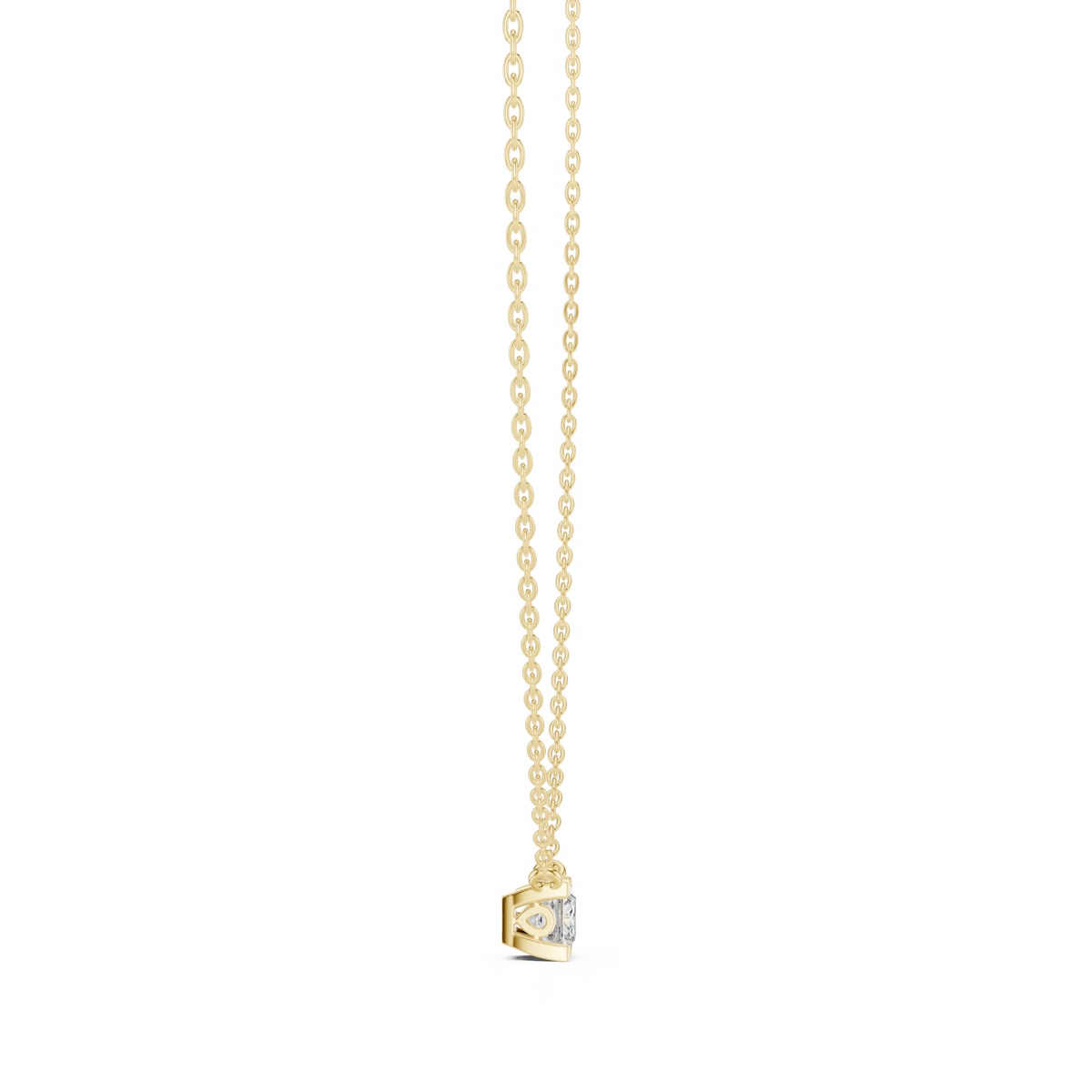 Princess Cut Moissanite Back Loop Solitaire Pendant in yellow 925 sterling silver, view 3