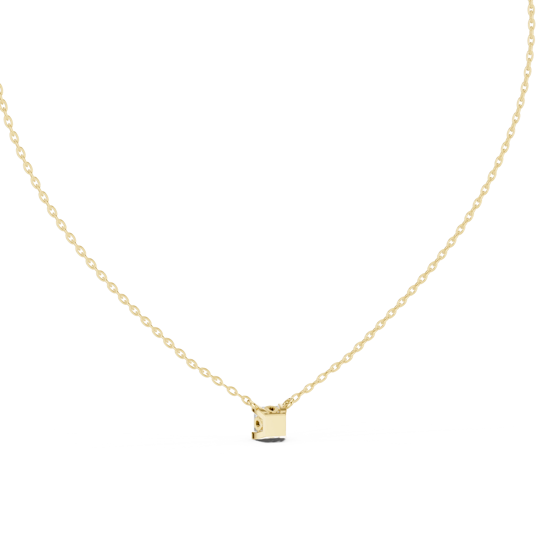 Princess Cut Moissanite Back Loop Solitaire Pendant in yellow 925 sterling silver, view 4