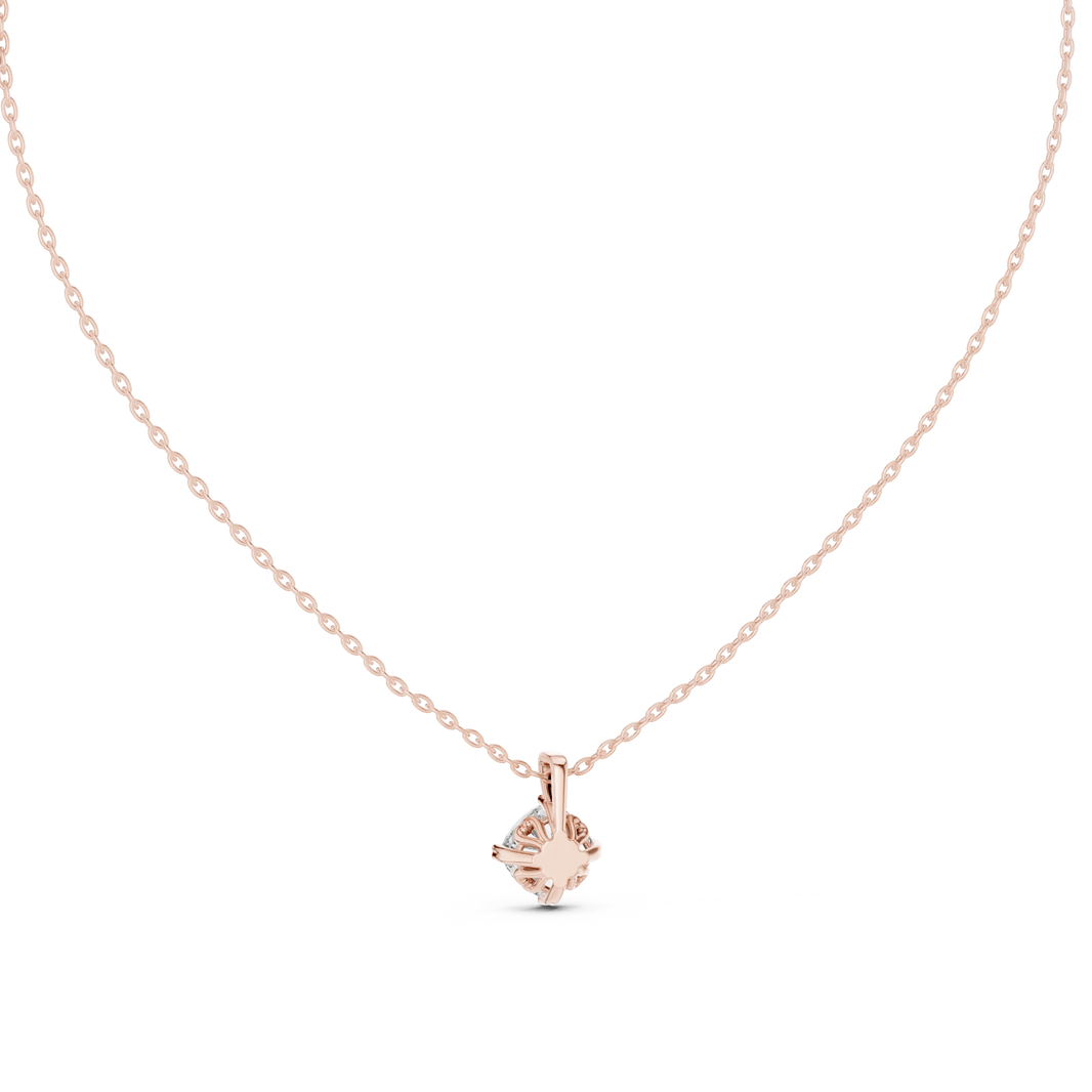Cushion Cut Moissanite Compass Prong Solitaire Pendant in rose 925 sterling silver, view 4