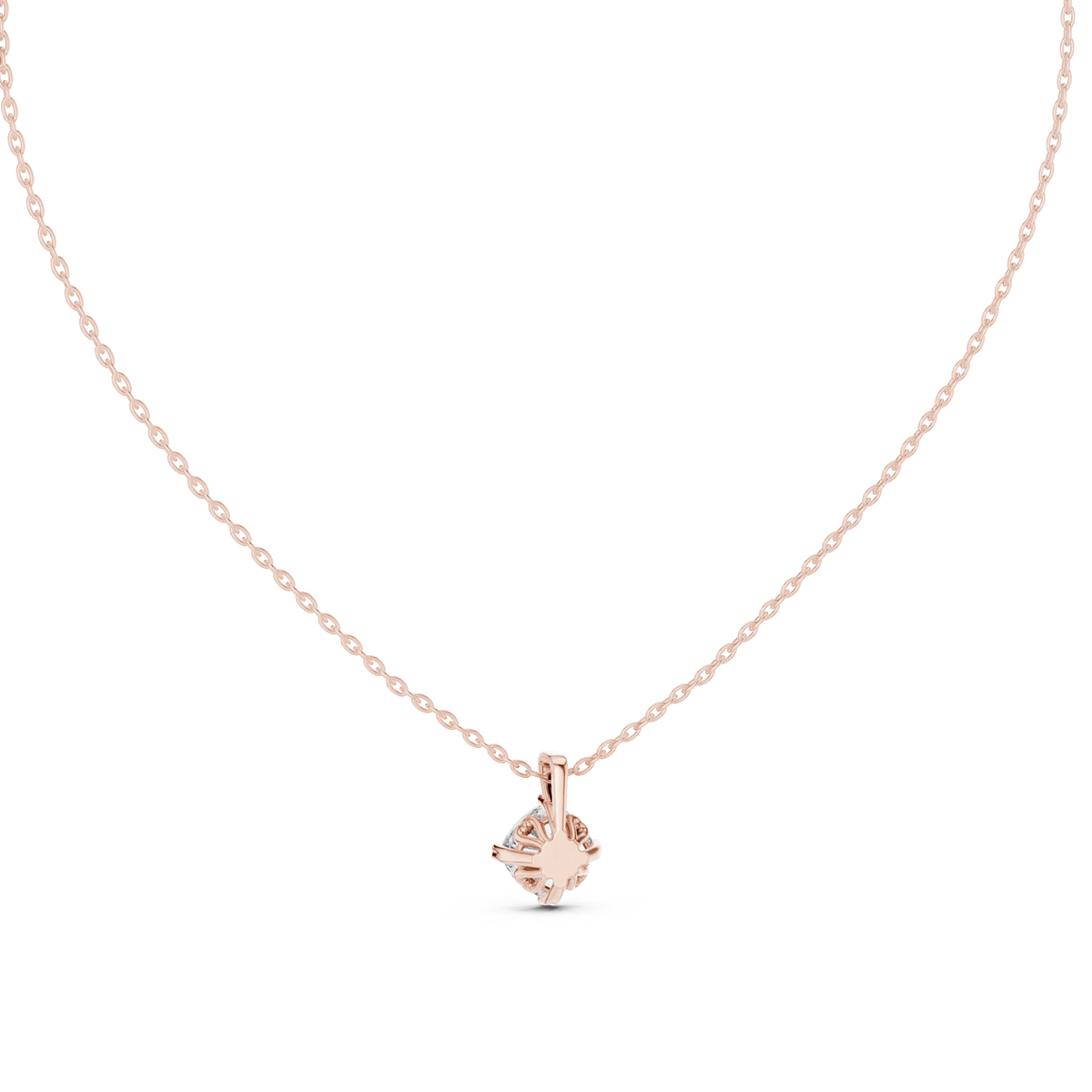Cushion Cut Moissanite Compass Prong Solitaire Pendant in rose 925 sterling silver, view 4