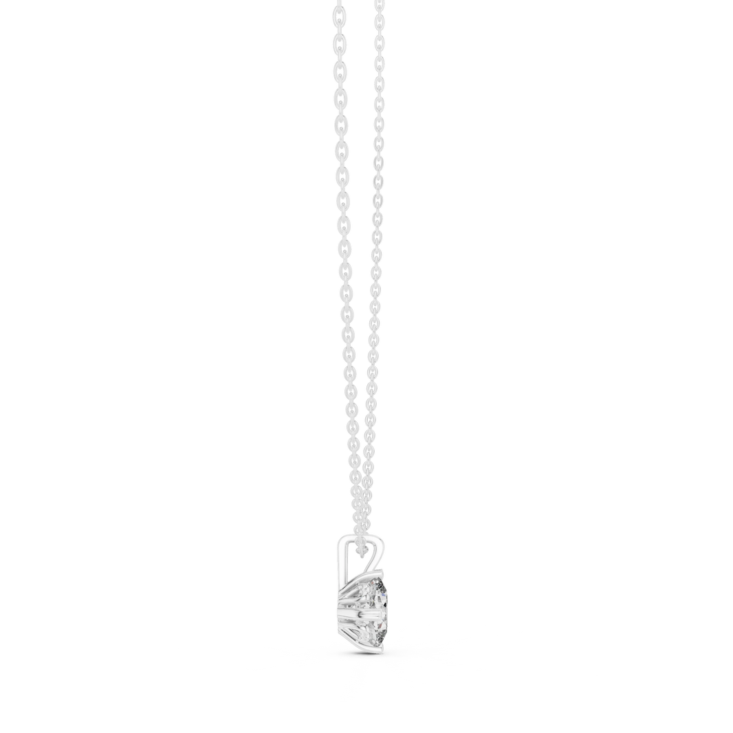 Cushion Cut Moissanite Compass Prong Solitaire Pendant in white 925 sterling silver, view 3