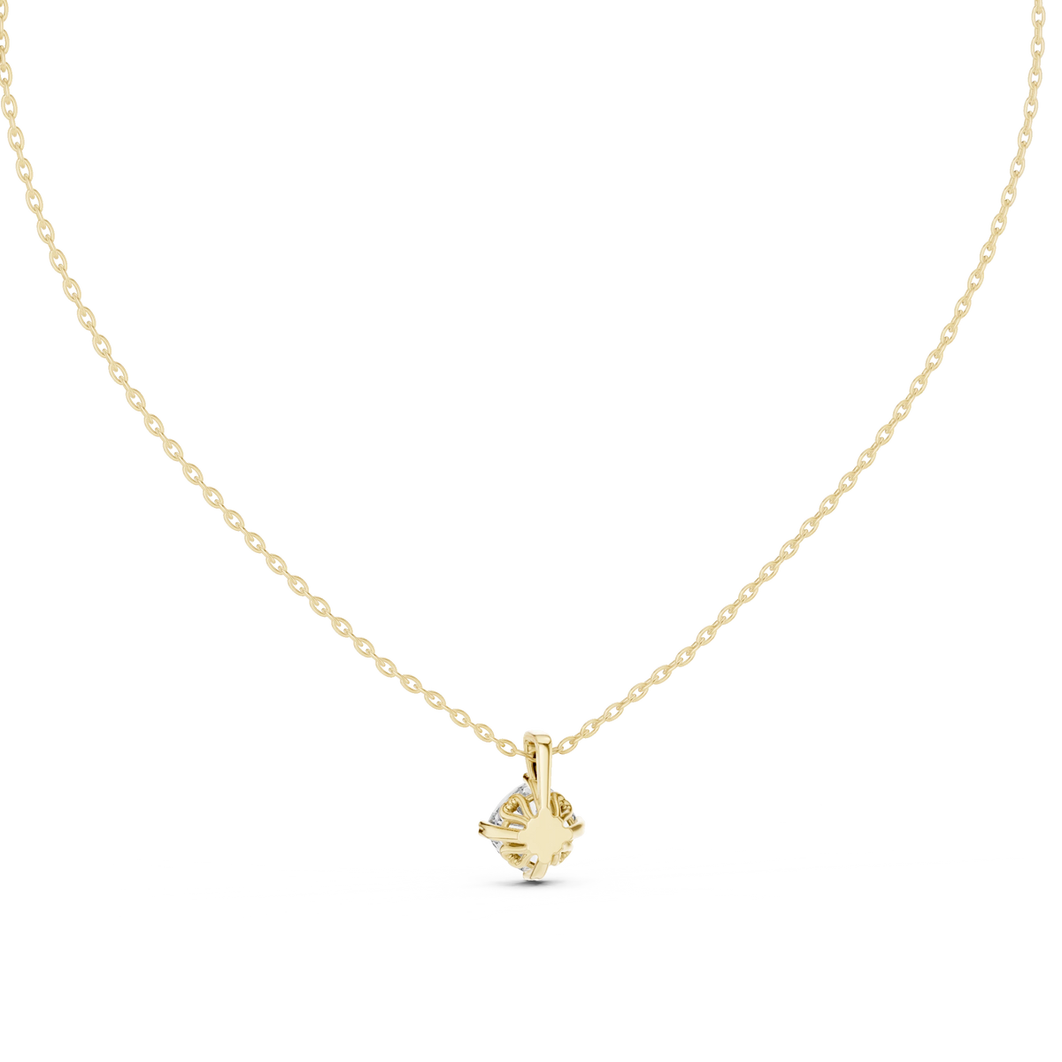 Cushion Cut Moissanite Compass Prong Solitaire Pendant in yellow 925 sterling silver, view 4