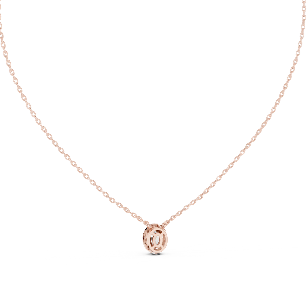 Oval Halo Moissanite Back Loop Pendant in rose 925 sterling silver, view 4