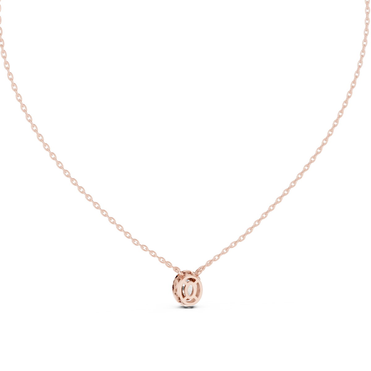 Oval Halo Moissanite Back Loop Pendant in rose 925 sterling silver, view 4