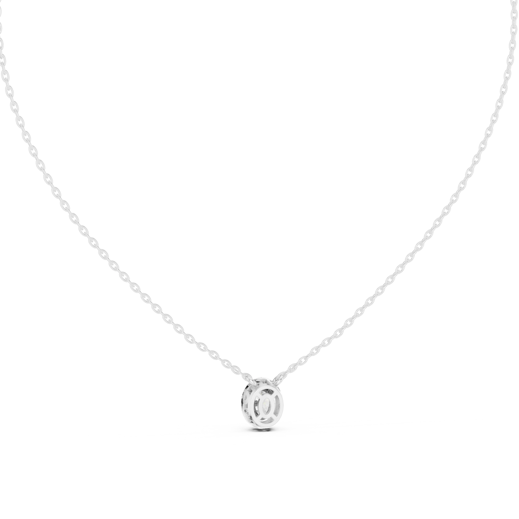 Oval Halo Moissanite Back Loop Pendant in white 925 sterling silver, view 4
