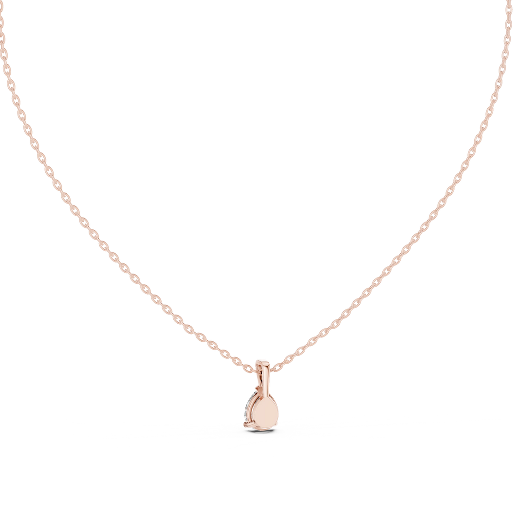 Pear Moissanite V Tip Solitaire Pendant in rose 925 sterling silver, view 4