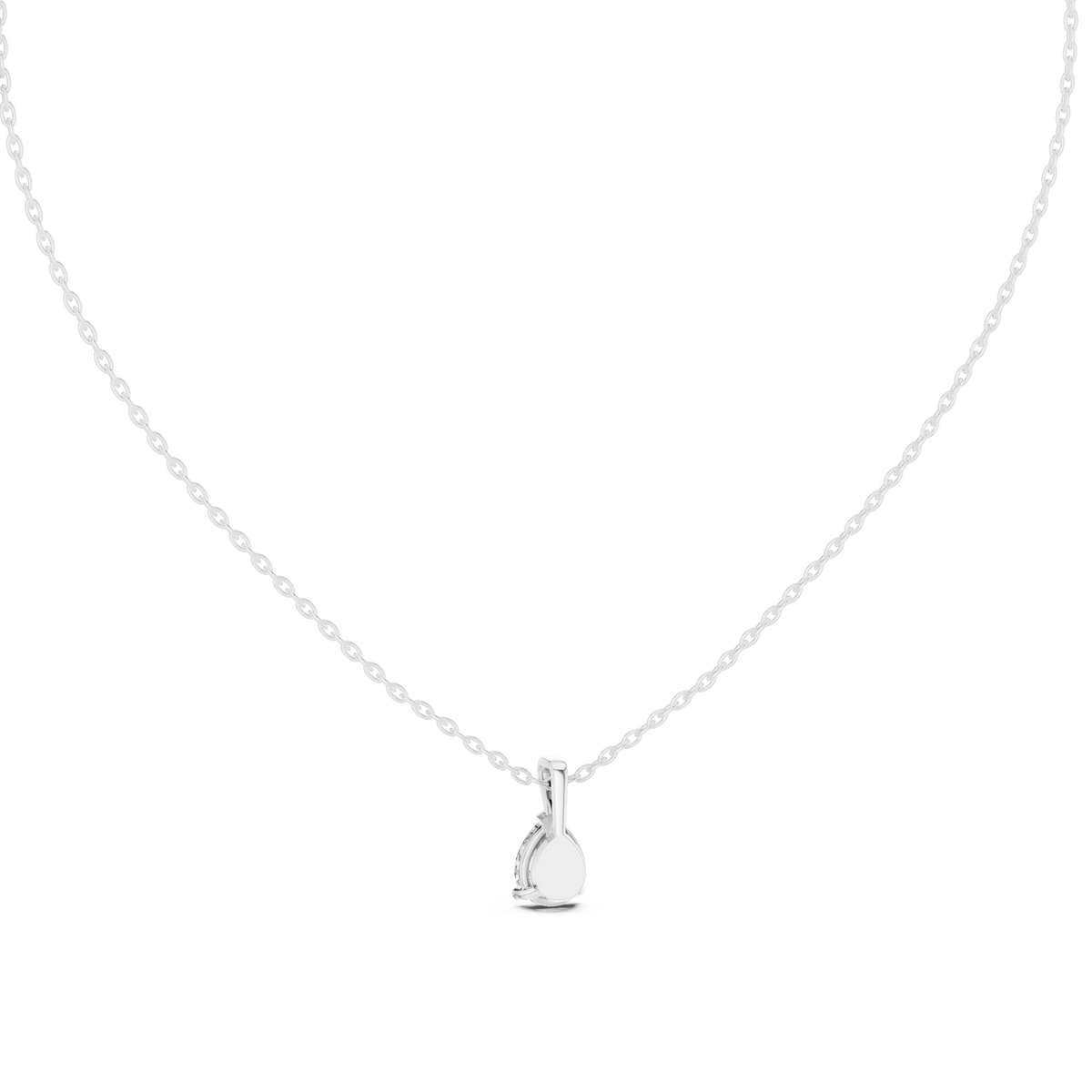 Pear Moissanite V Tip Solitaire Pendant in white 925 sterling silver, view 4