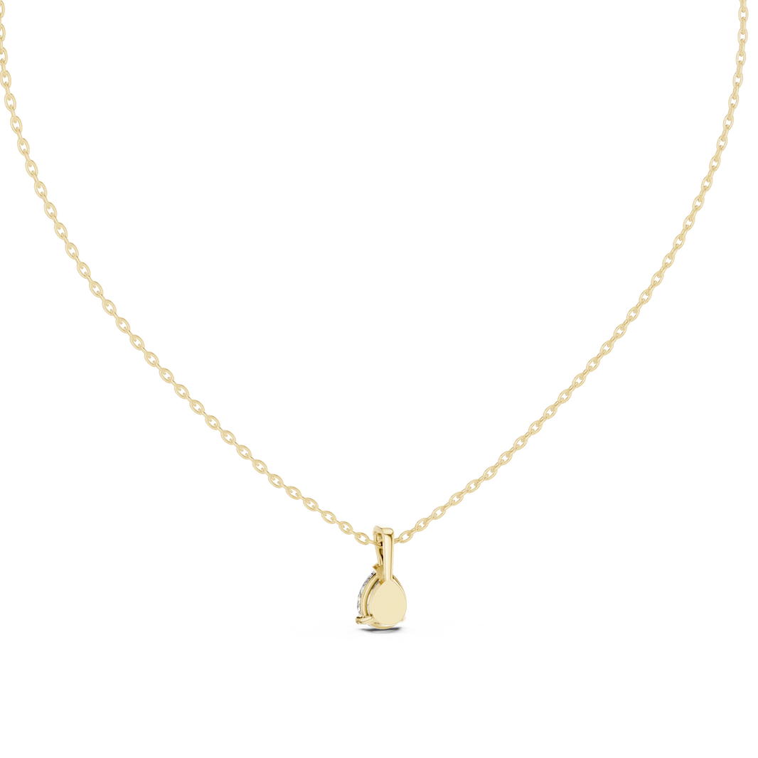 Pear Moissanite V Tip Solitaire Pendant in yellow 925 sterling silver, view 4