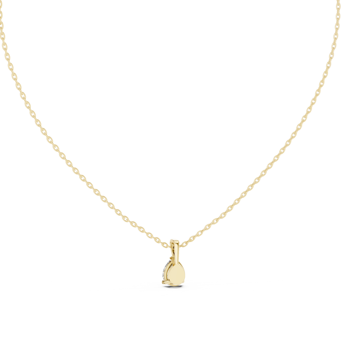 Pear Moissanite V Tip Solitaire Pendant in yellow 925 sterling silver, view 4
