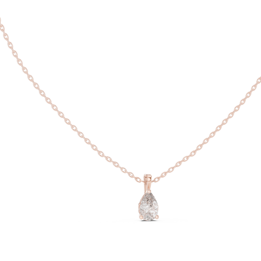 Pear Moissanite Scroll Basket Solitaire Pendant in rose 925 sterling silver, view 1