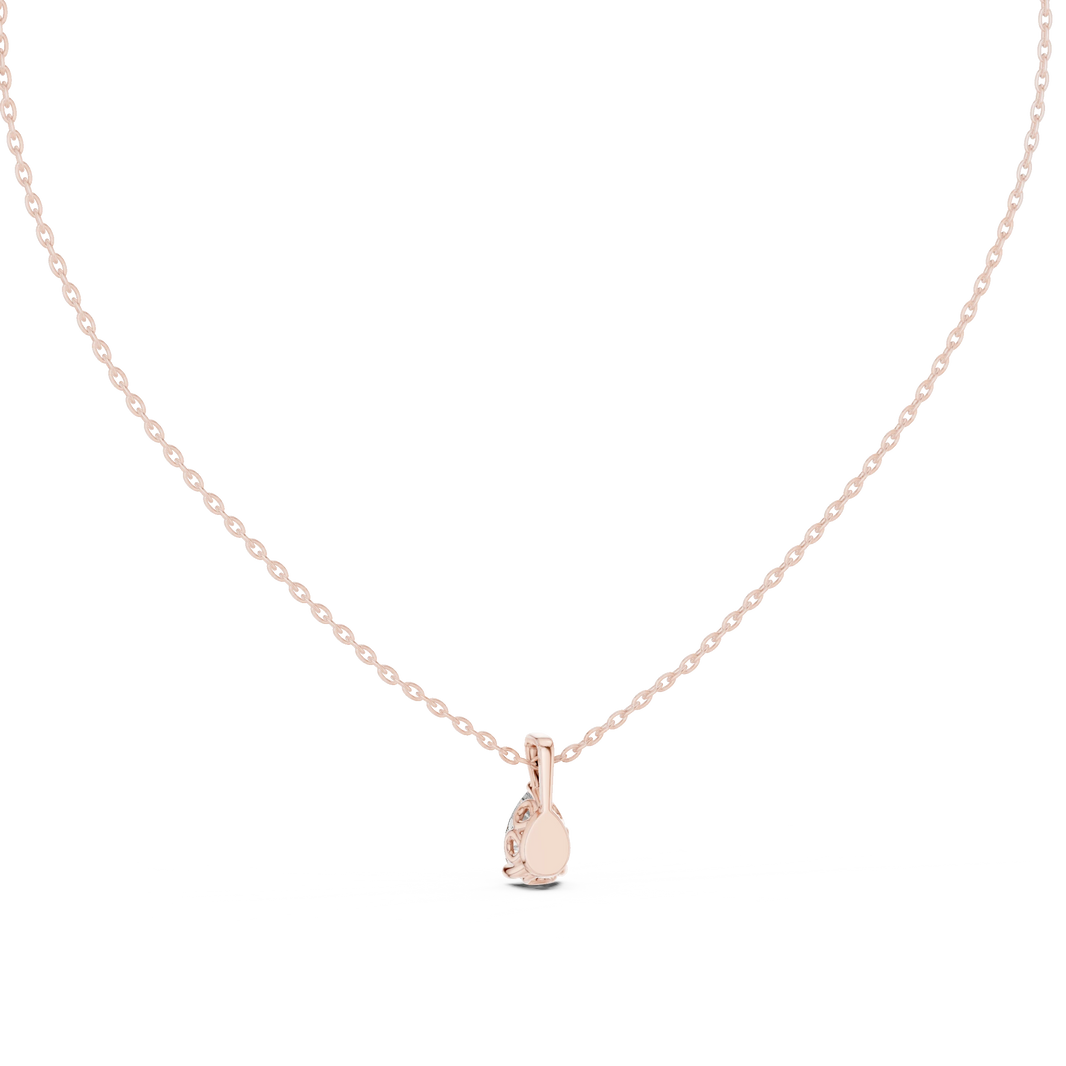 Pear Moissanite Scroll Basket Solitaire Pendant in rose 925 sterling silver, view 4