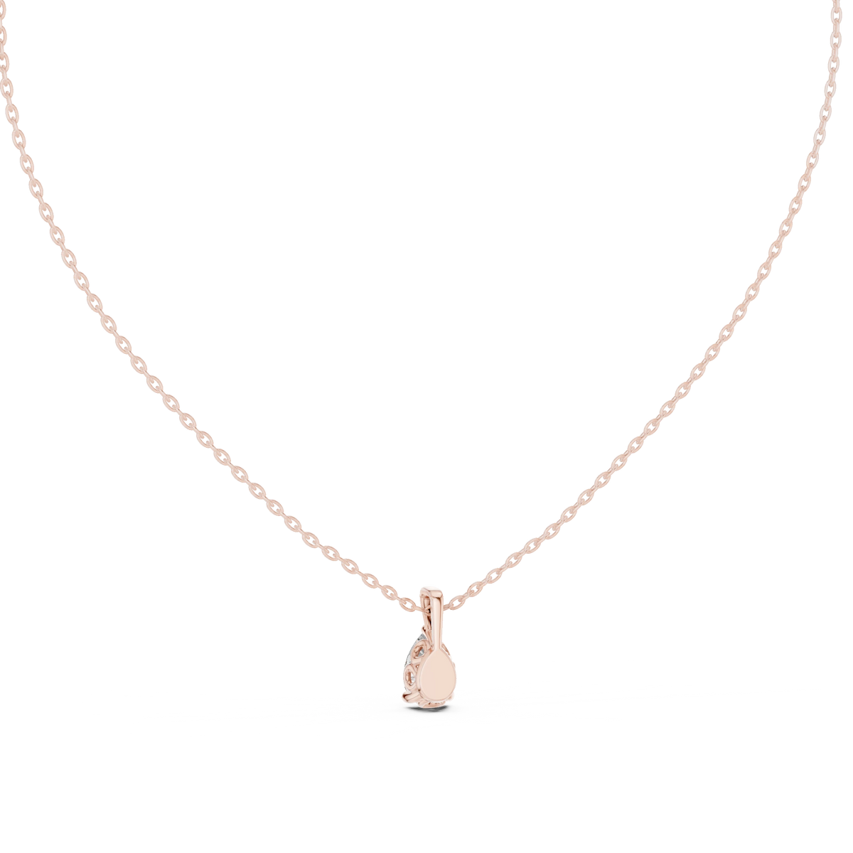 Pear Moissanite Scroll Basket Solitaire Pendant in rose 925 sterling silver, view 4