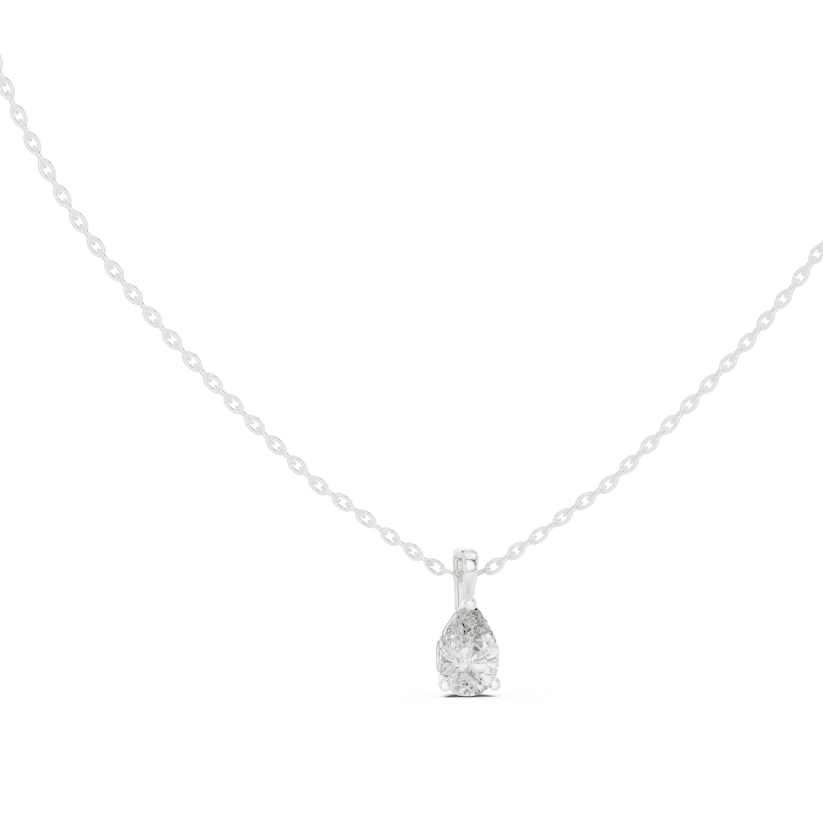 Pear Moissanite Scroll Basket Solitaire Pendant in white 925 sterling silver, view 1