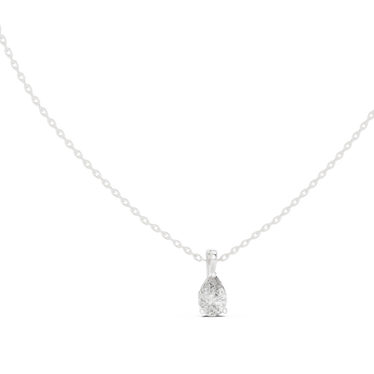 Pear Moissanite Scroll Basket Solitaire Pendant in white 925 sterling silver, view 1